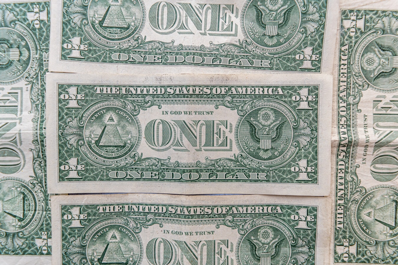 one, dollar, money, green, paper money, texture, currency, cash, savings, sign