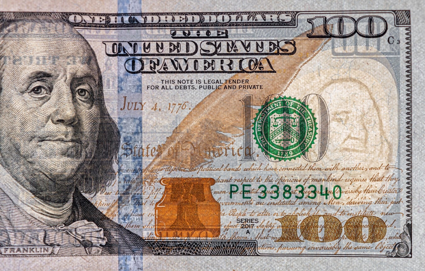 bankovka, transparentné, dolár, podrobnosti, zväčšenie, Franklin, papierové peniaze, hotovosť, peniaze, financie