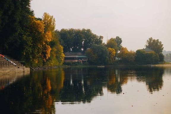 syksy, Tonavan, Serbia, kansallispuisto, joki, vesi, maisema, heijastus, järvi, järven puolella