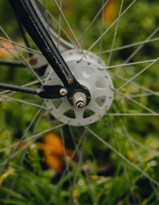 wheel, bicycle, disk, brake, gear, close-up, wires, metal, device, bike