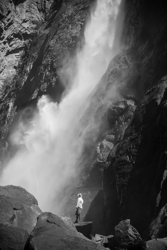 grande, cascata, bianco e nero, acqua, orizzontale, tempo libero, natura, canyon, escursione, movimento