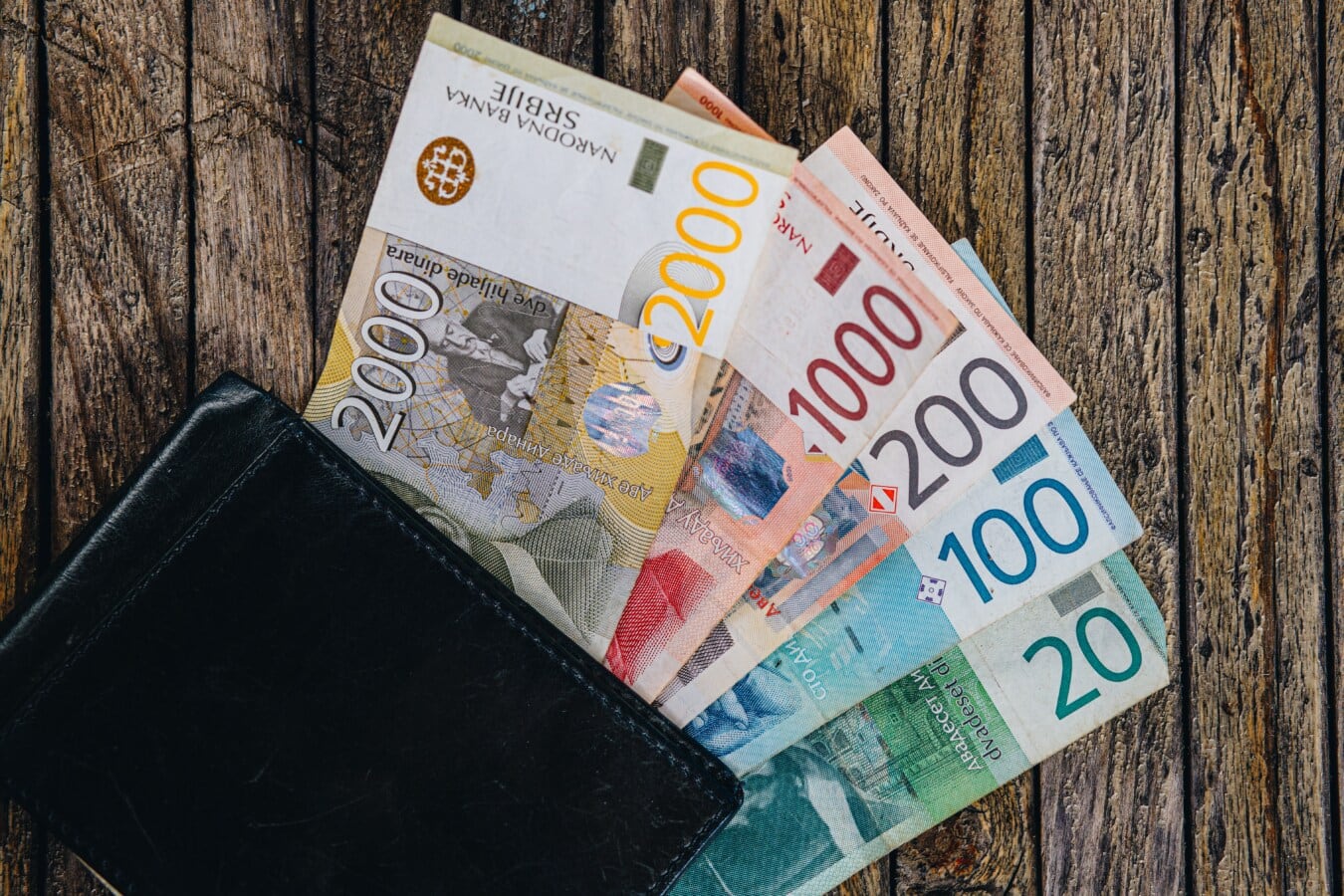 Srbsko, papírové peníze, peníze, srbský dinár, hotovost, nakupování, peněženka, financování, měna, papír