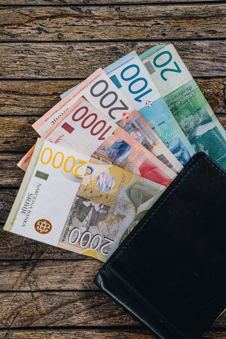 billetera, papel moneda, dinar serbio, préstamo, inversión, inflación, dinero en efectivo, ingresos, dinero, negocios