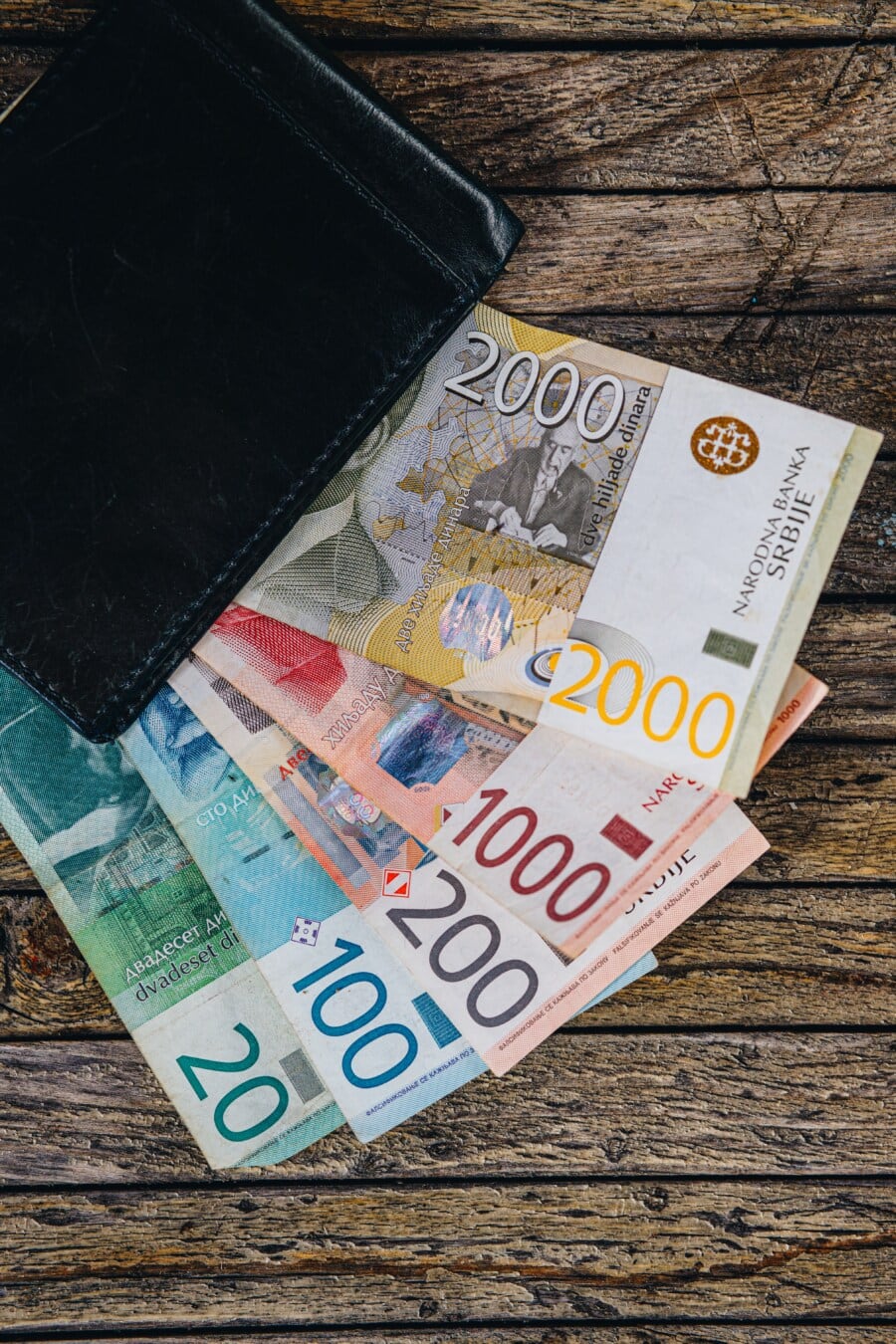 Serbian dinar, cash, wallet, banknote, paper money, inflation, investment, loan, credit, finance