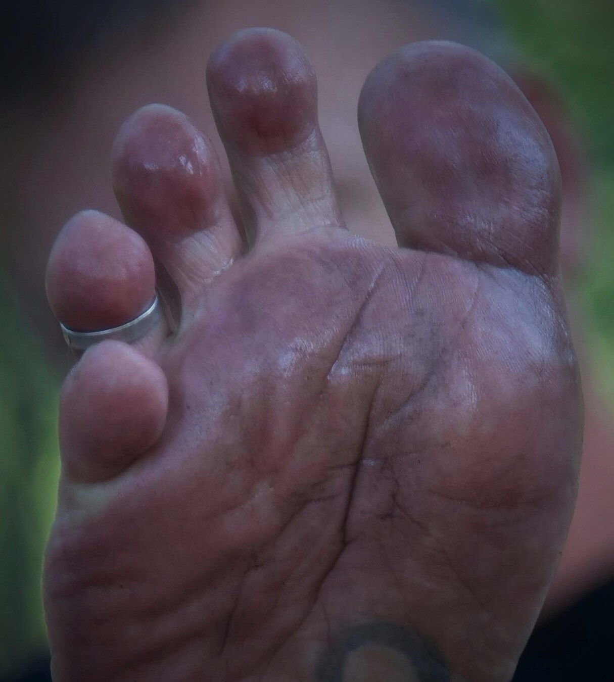 foot, close-up, barefoot, ring, finger, feet, wet, skin, beautiful, dirty