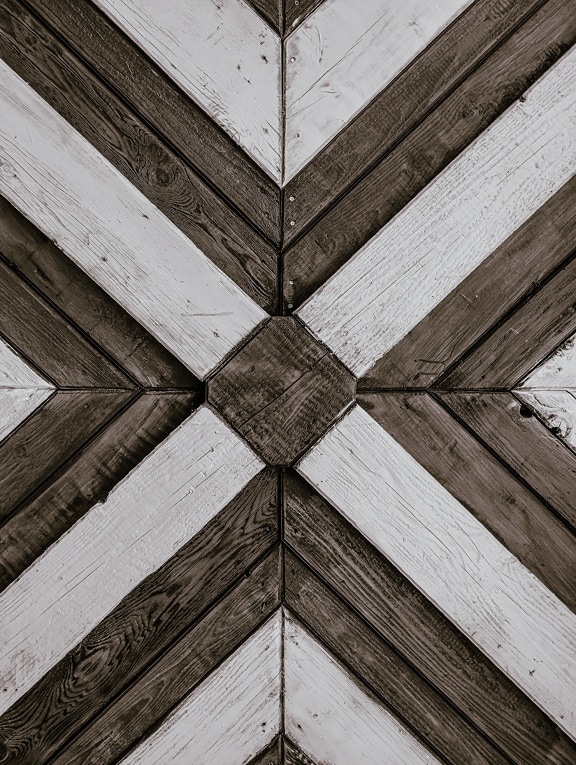 Wooden black and white planks texture with geometric pattern monochrome photo