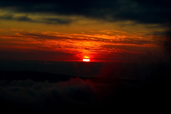 sun, dark red, sunset, panorama, clouds, star, sunrise, dawn, evening, dusk