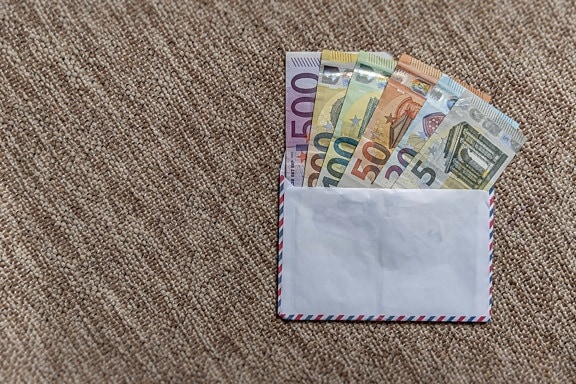 евро, подарък, пари, плик, пари, валута, хартия, пазаруване, банкноти, Европейски съюз