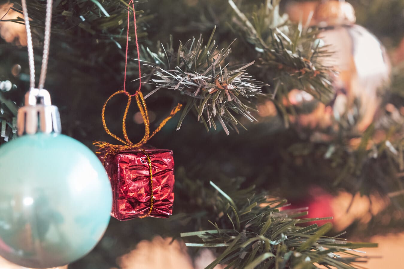 juletre, gave, miniatyr, jul, hengende, nyttår, ornament, dekorasjon