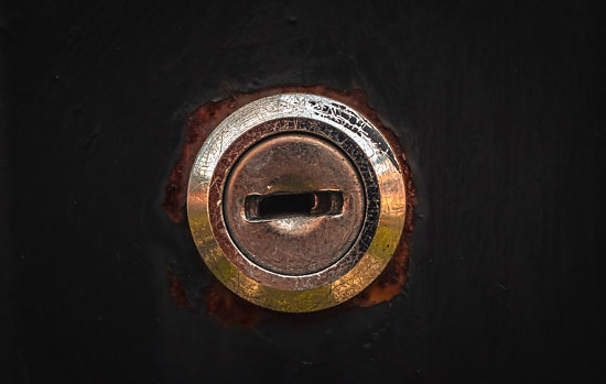 da vicino, buco della serratura, Ferro da stiro, ruggine, metallo, rotondo, forma, serratura