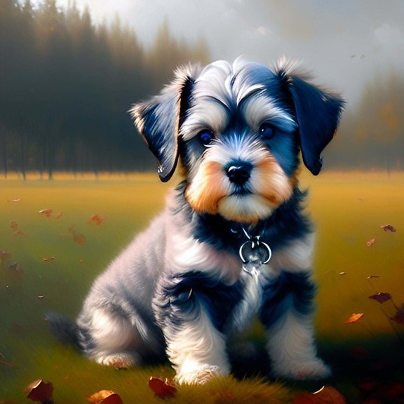 schnauzer puppy, artificial intelligence photo, artwork, creativity, adorable, art, artistic