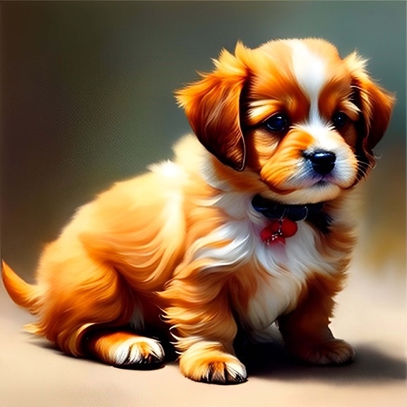 cachorro, adorable, marrón, ilustración, obra de arte, creatividad, animal, arte