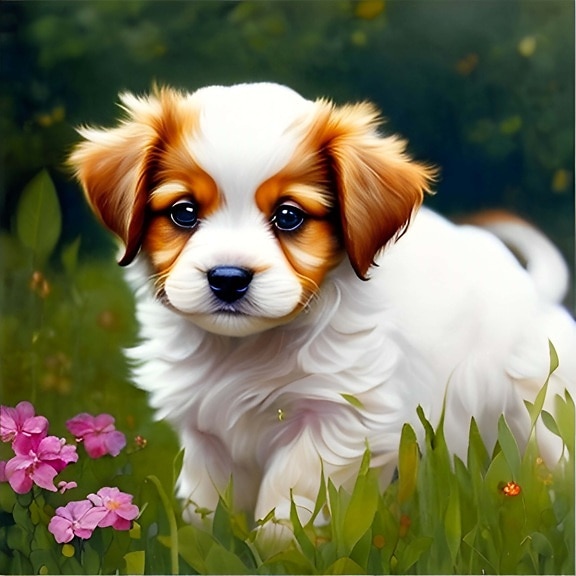 cocker spaniel puppy, artificial intelligence image, artwork, creativity, spaniel, purebred, dog