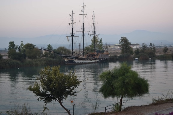 pirata, nave, storia, barca a vela, fatto a mano, veicolo, acqua, all'aperto