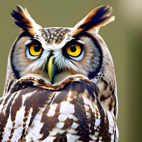 Majestic great horned owl (Bubo virginianus) artificial intelligence (AI) art