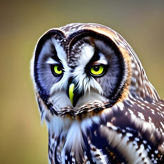 Short-eared owl (Asio flammeus sandwichensis), majestic owl in nature – AI art