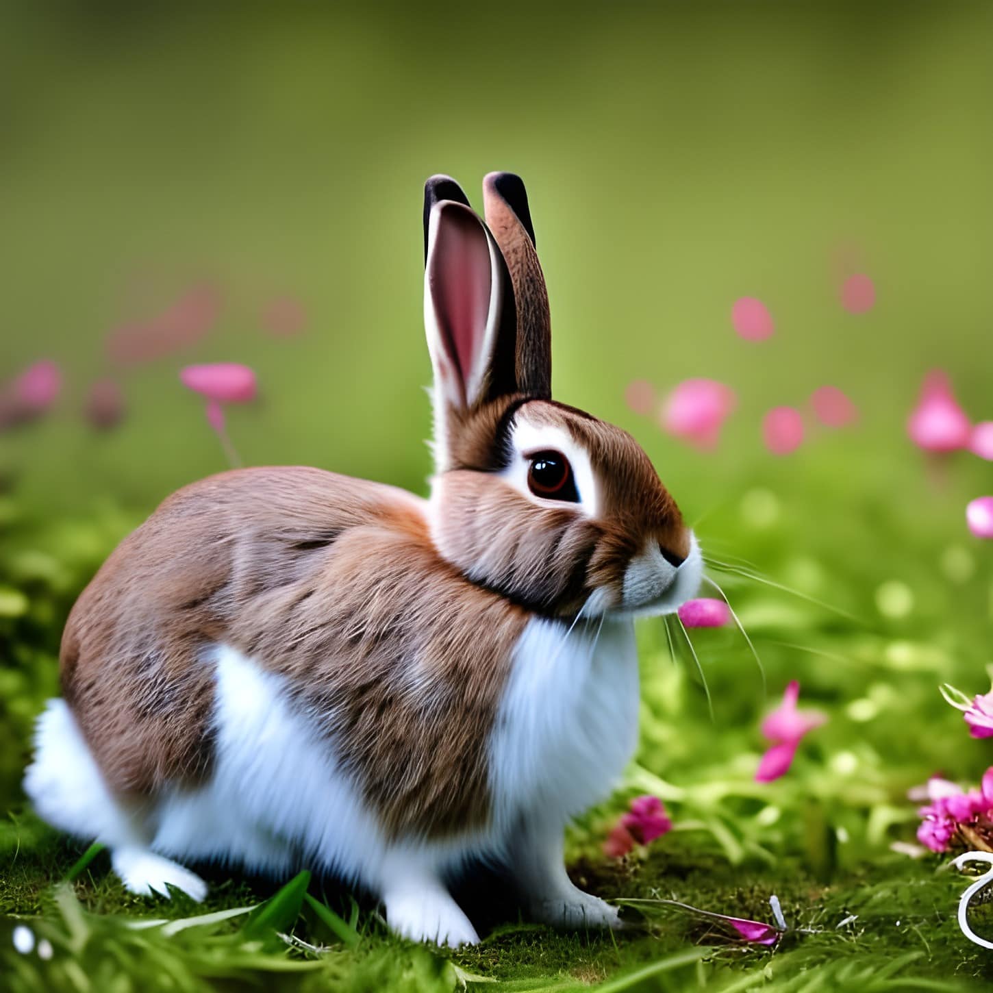 Cute rabbit in nature close up photo – artificial intelligence art