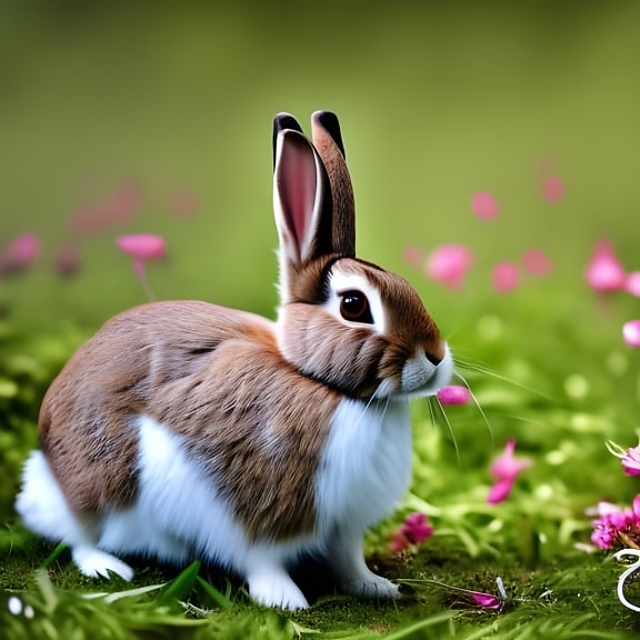 kanin, helt tæt, hoved, bunny, lys brun, kæledyr, lodne, indenlandske