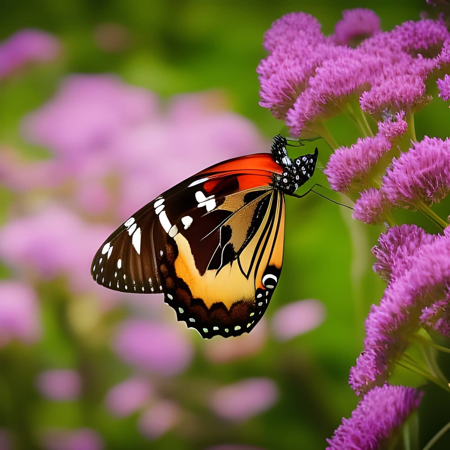 sommerfugl, monark, sommerfuglplante, sommerfugl blomst, rosa, nært hold, anlegget, hage