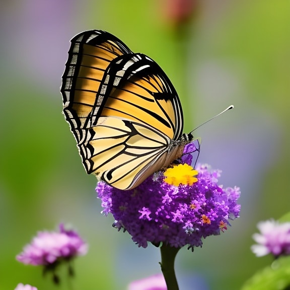 Yellow butterfly on a purple flower – AI art