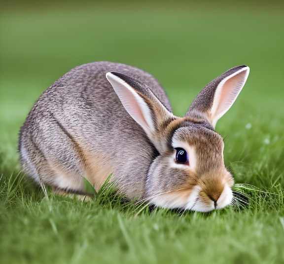 bunny, yndig, kanin, helt tæt, græsplæne, græs, gnaver, hoved