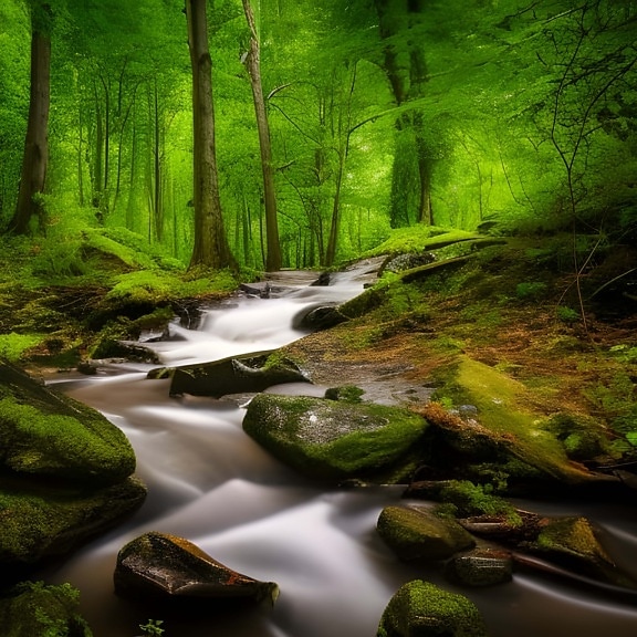Stream in the forest – artificial intelligence art