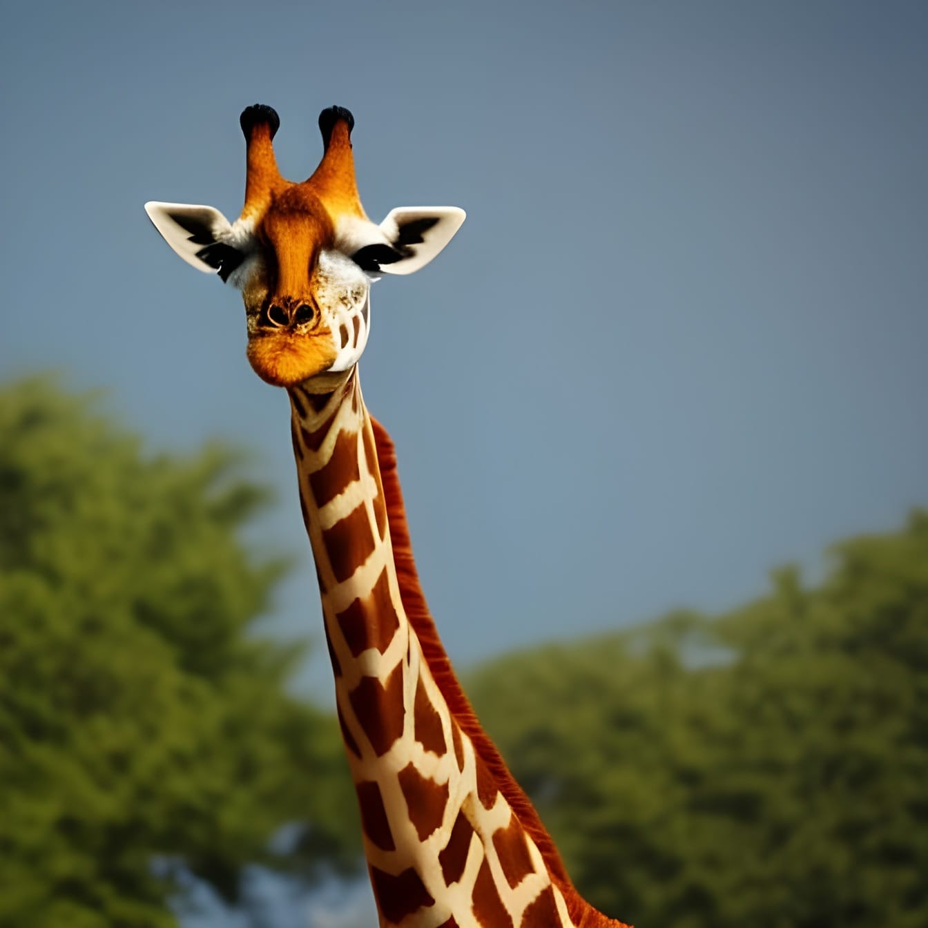 Giraffe head on long neck (Giraffa) – artificial intelligence art