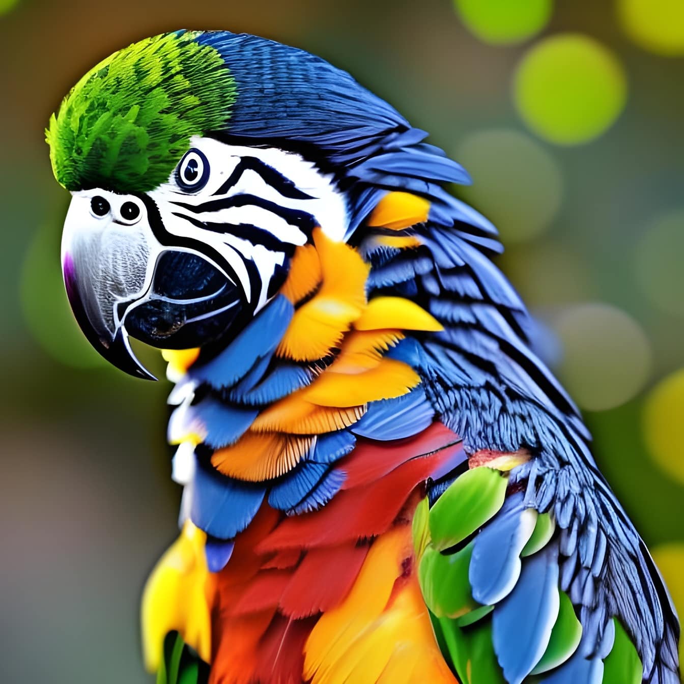 Ara, papegøye, fargerike, fjær, hodet, kunstverk, illustrasjon, dyr