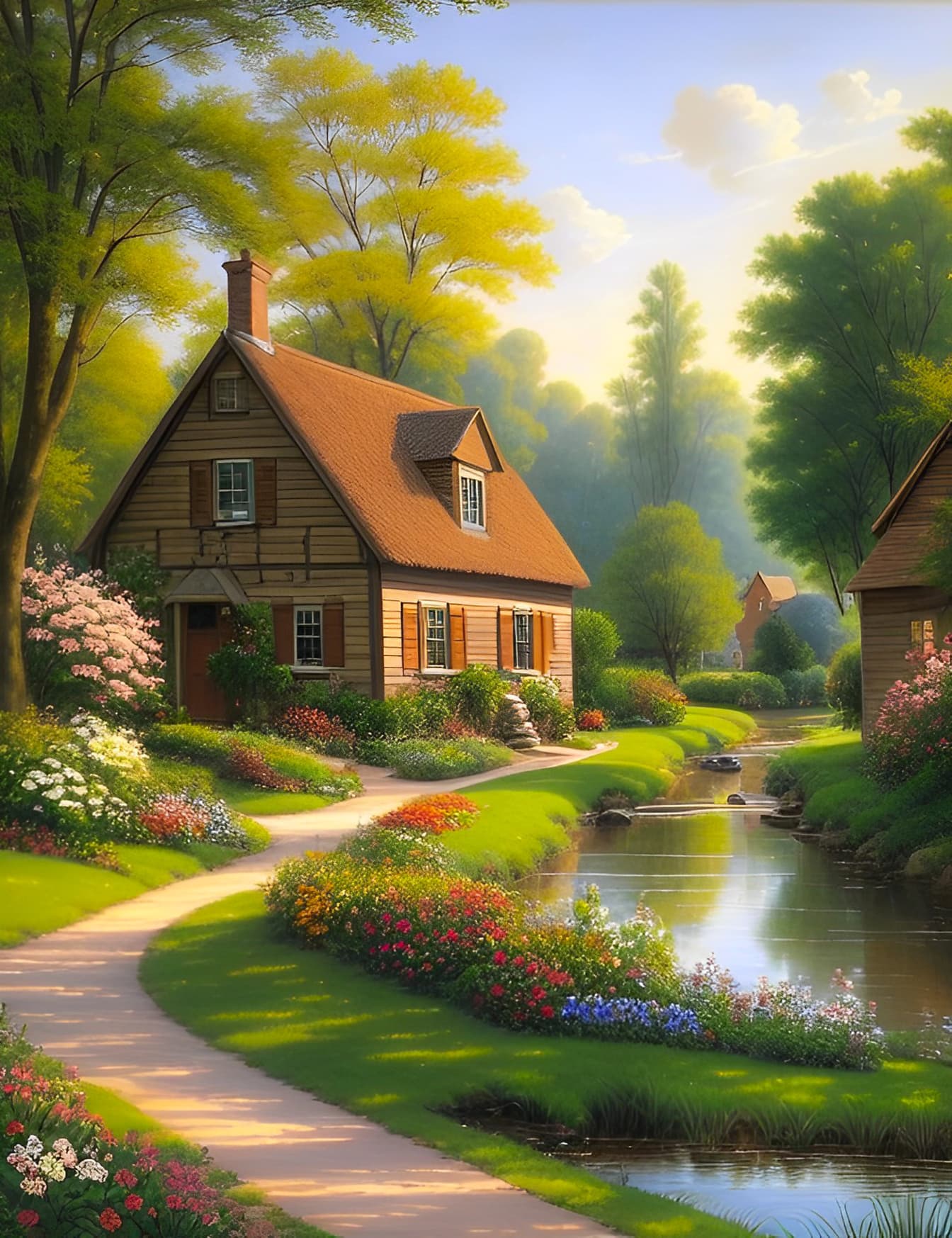 desa, Cottage, kreativitas, visual, karya seni, seni, musim semi waktu, rumah