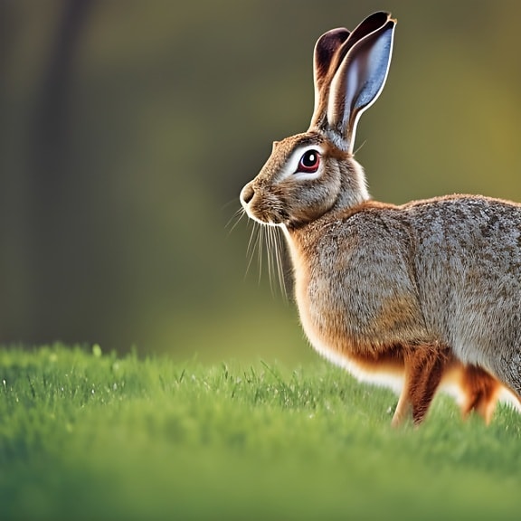 กระต่าย, jackrabbit, ทุ่งหญ้า, งานศิลปะ, ภาพ, สัตว์ป่า, หู, สีน้ำตาล