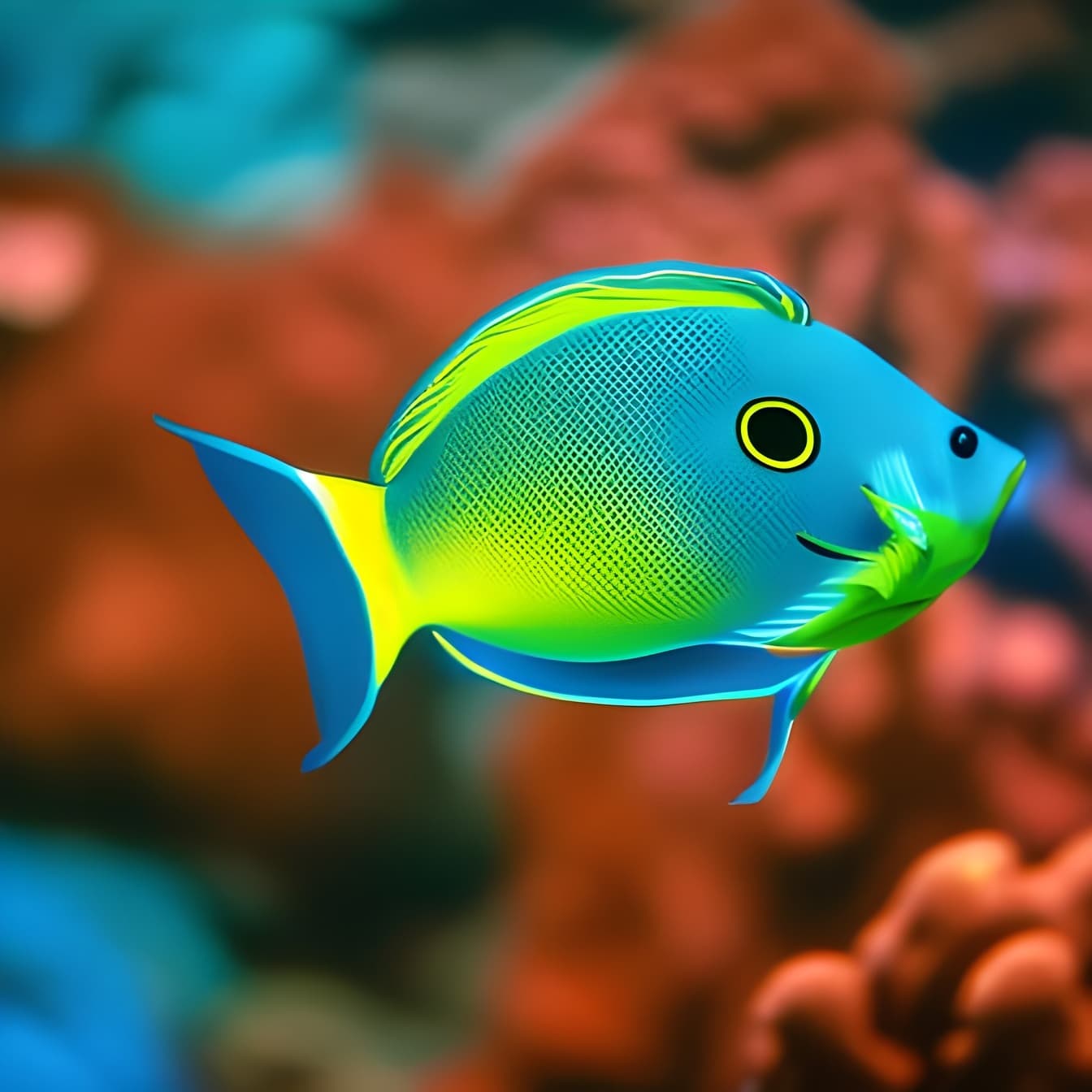 Tropical bluefaced surgeon fish – AI art