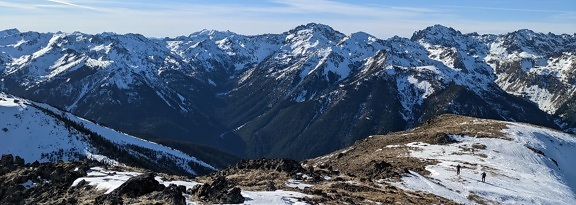 Panorama of mountains in national par of New Zealand