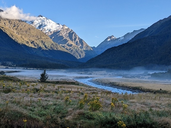 Foggy valley with West matukituki river