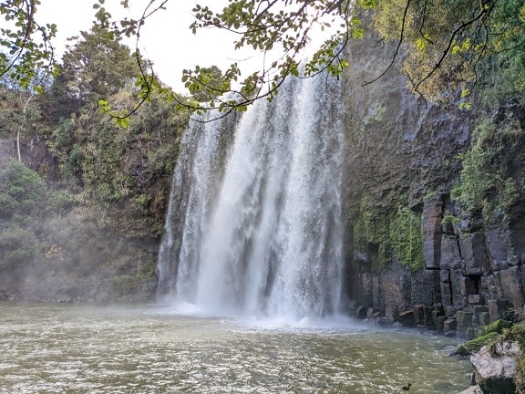 Splashing waterfalls in the wilderness