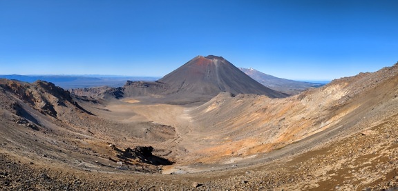 Dry valley with active volcano at mountain Ngauruhoe – New Zealand
