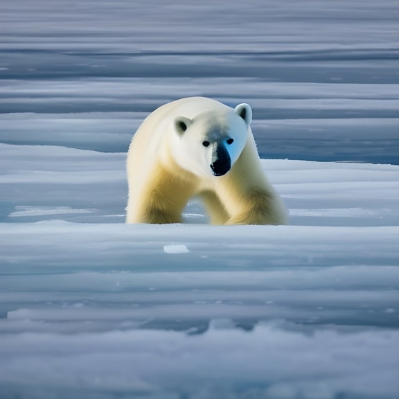 blanco, oso de, Ártico, iceberg, ilustración, obra de arte, flora y fauna, salvaje