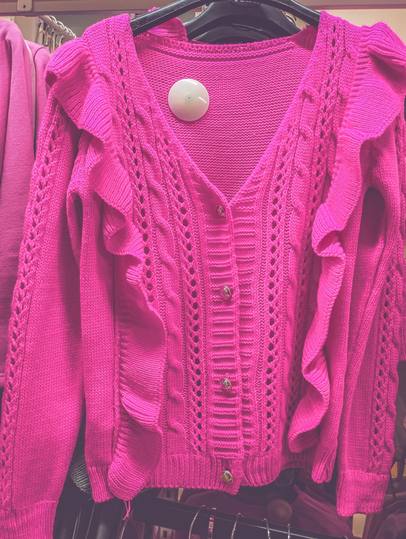 Pinkish wool cardigan handmade knitwear