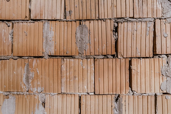 Blok persegi panjang pasangan bata horizontal dengan tekstur mortar