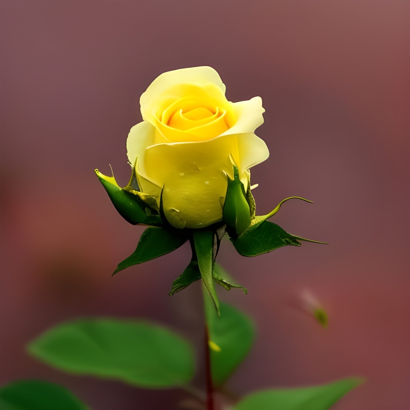 Yellow rose bud close-up – AI art