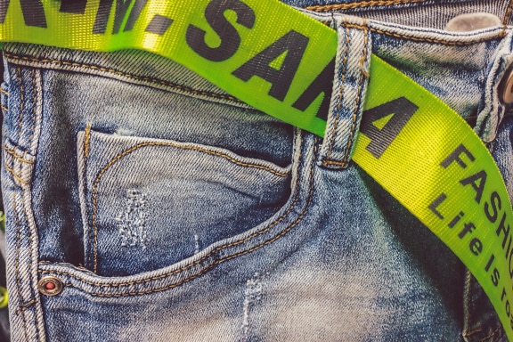 grønn-gul, belte, fancy, gammeldags, blå, jeans, bukser, bomull