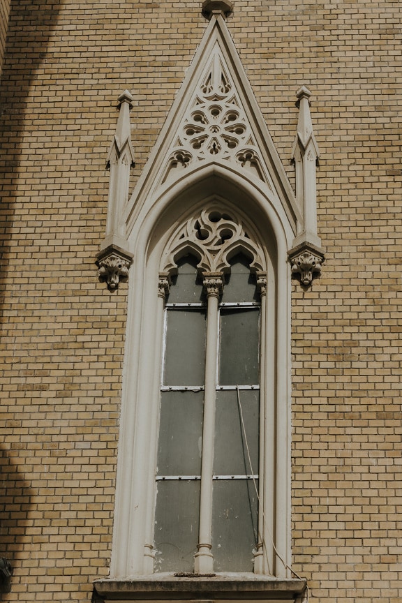 στολίδι, γοτθικός, παράθυρο, τοίχου, τούβλο, καθολική, καθεδρικός ναός, εκκλησία
