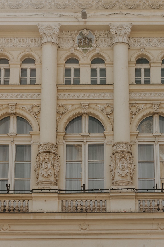 City hall facade with windows and colums