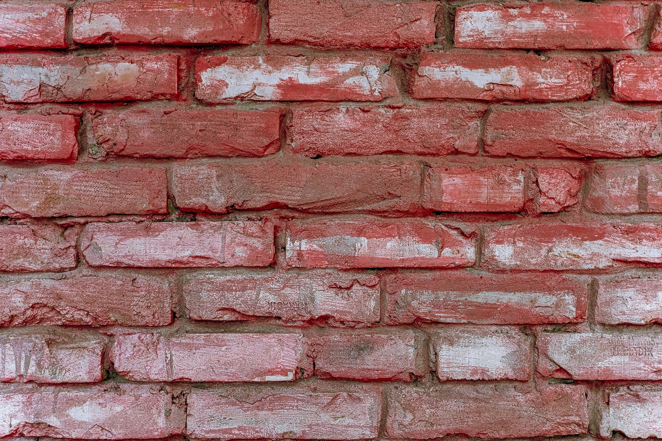 Tummanpunaiset tiilet vaakasuora muuraus vanha seinärakenne