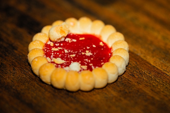 Homemade cookie with delicious jam close-up