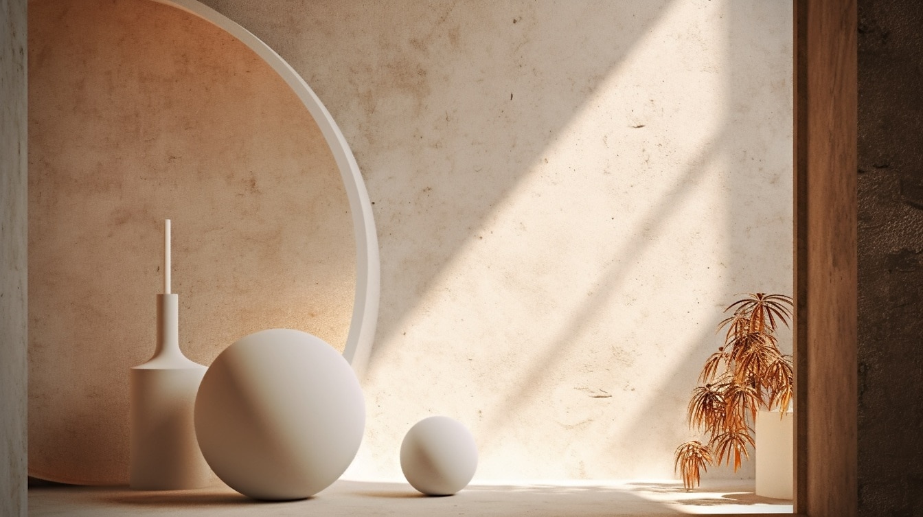 Sinfonía de mármol iluminada por el sol objetos blancos en decoración interior de sombra