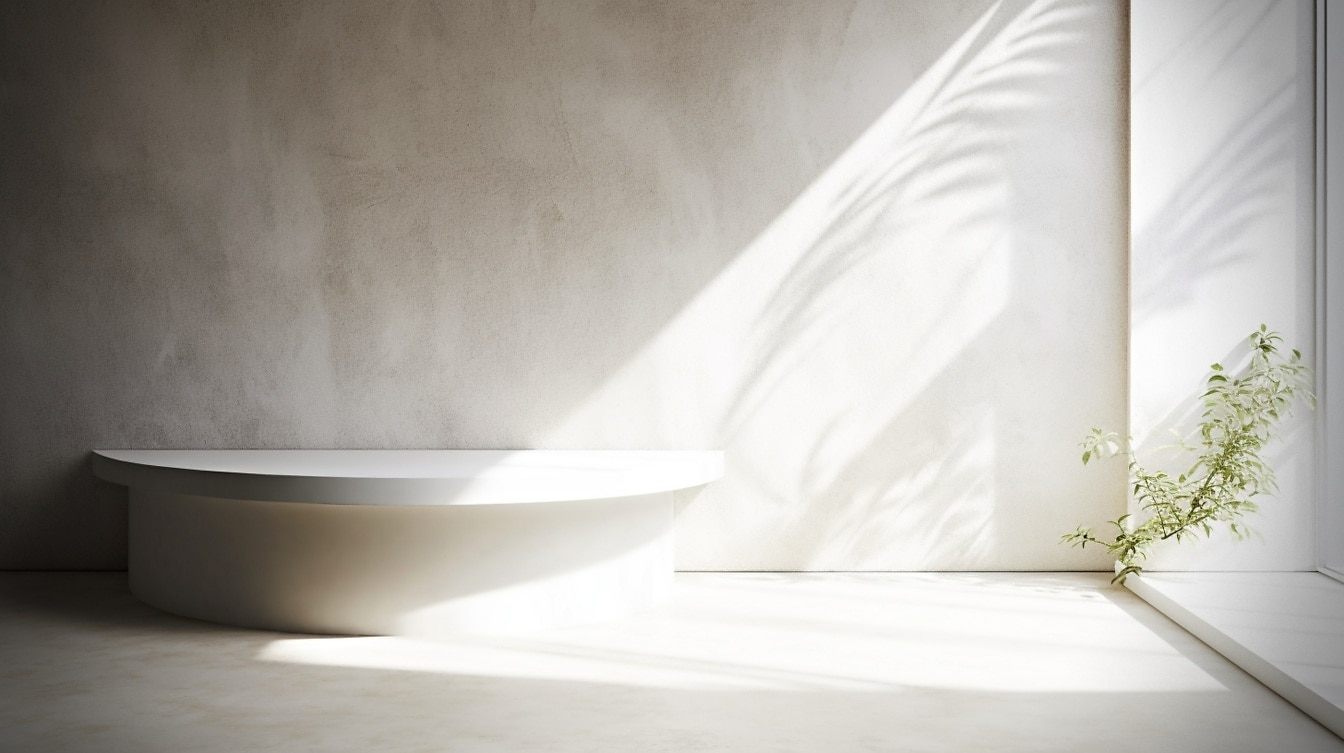 Beyaz oda interion tasarımında güzel minimalizm yumuşak ışık