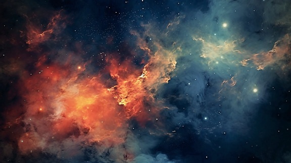 Creation of universe big bang nebula light deep in galaxy
