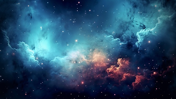 biru, mendalam, kosmos, cahaya, nebula, bintang-bintang, galaksi, grafis