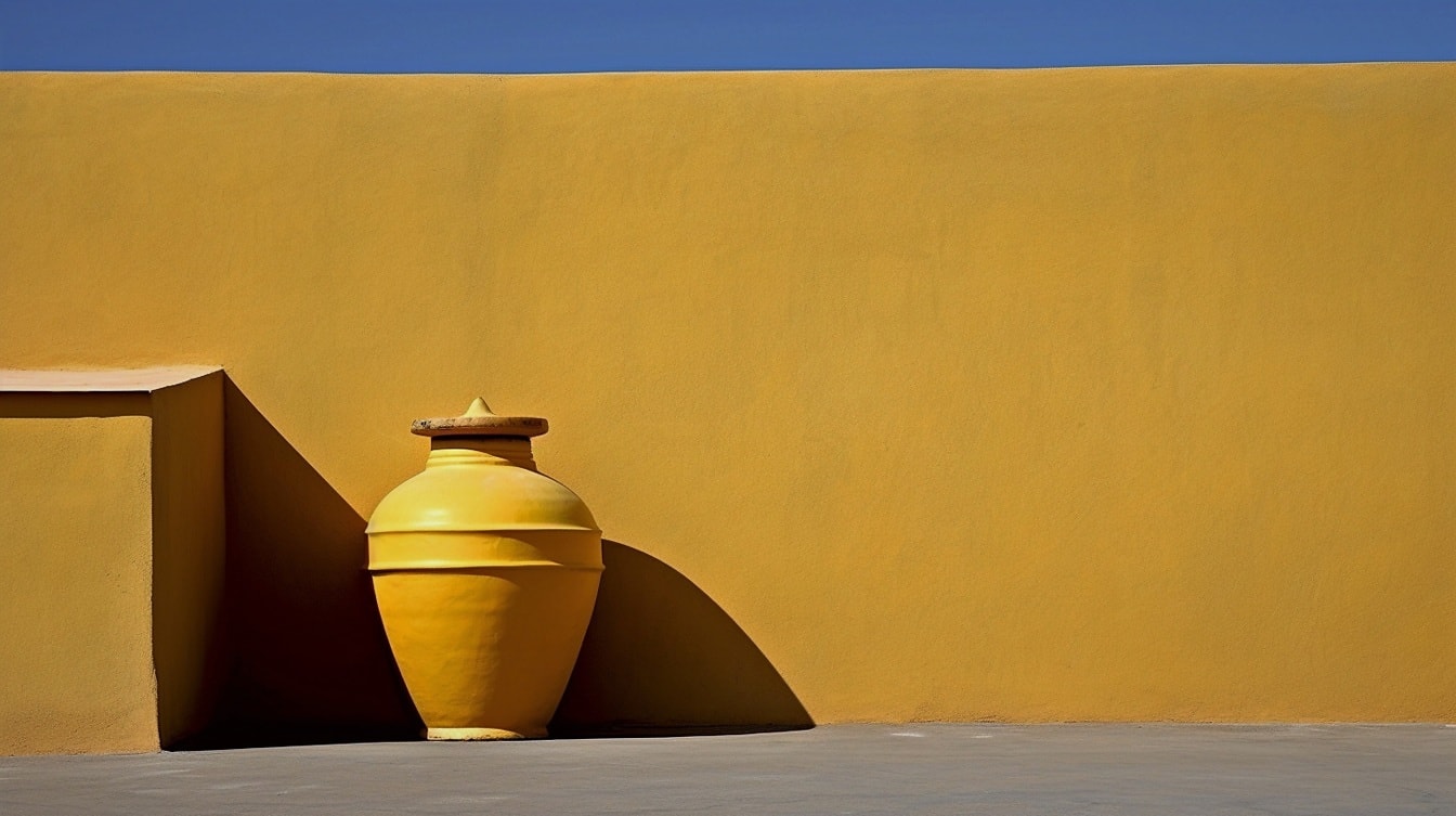 Tembikar gaya tradisional Maroko kuning tua