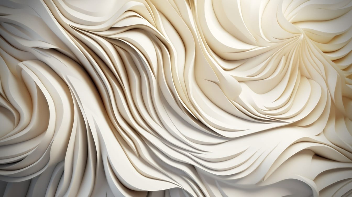 Garis putih lembut abstrak dan kurva krem dengan garis spiral futuristik